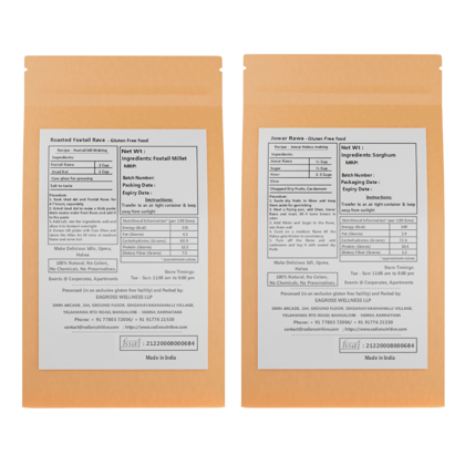 Radix Nutritive® Millet Rava – Jowar and Foxtail. 500 gms each. Natural Products