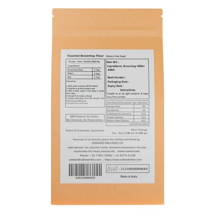 Radix Nutritive® Unpolished Browntop flour. Natural Product. Gluten-free