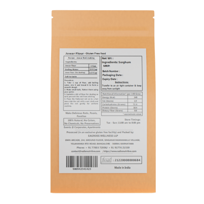 Radix Nutritive® Unpolished Jowar flour. Natural Product. Gluten-free