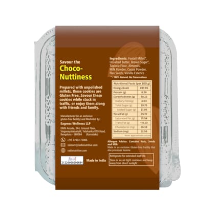 Radix Nutritive® Gluten-free Choco-Almond Cookies. Veg. 200 gms
