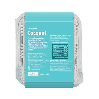 Radix Nutritive® Gluten-free Millet Coconut Biscuits. Veg. 200 gms