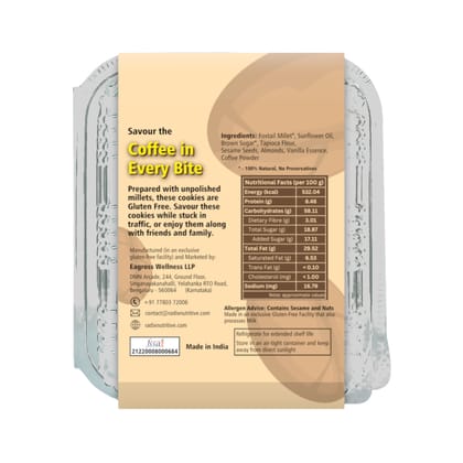 Radix Nutritive® Gluten-free Vegan Coffee Sesame Millet Cookies. Veg. 200 gms