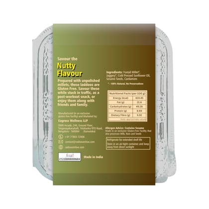 Radix Nutritive® Gluten-free Vegan Millet Laddoos. 200 gm. Veg. Natural Product