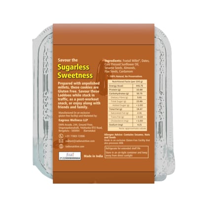 Radix Nutritive® Vegan Millet Date Laddoo - Gluten-free. 200 gms. Veg. Natural